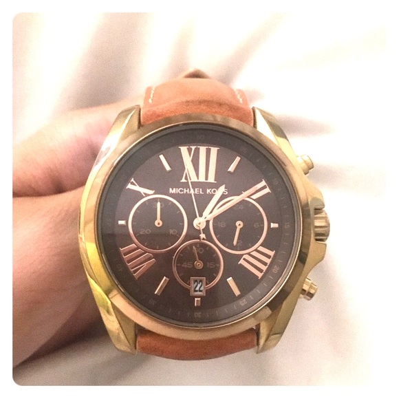 MICHAEL KORS leather band watch, rose gold details