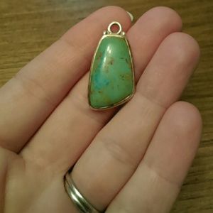 Barse Thai Turquoise Drop Pendant Sterling Silver