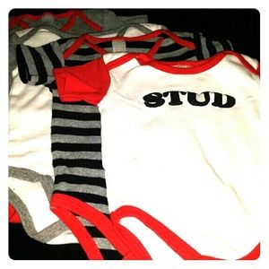 LAST CHANCE!!! Pack of four 6-9 month boy onesies