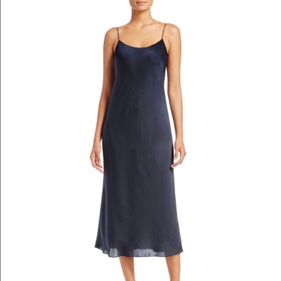Vince effortless slip dress in navy blue.