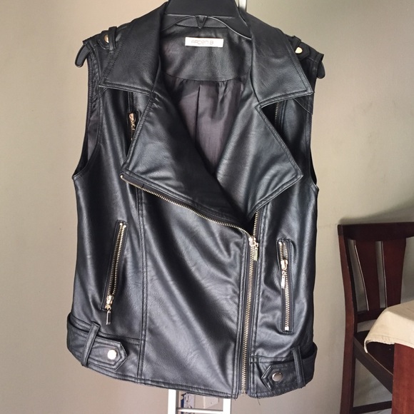 Faux leather vest