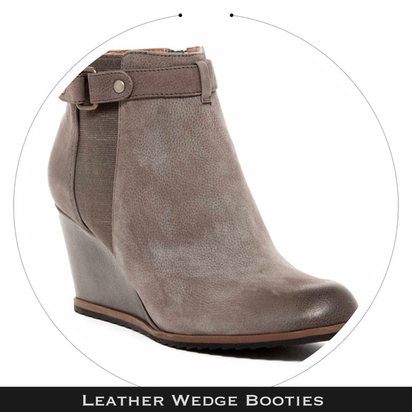 {New!} Grey Leather Wedge Booties