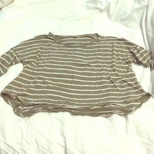 Olive striped cropped tee
