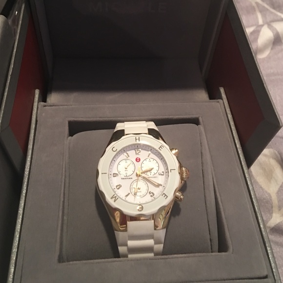 Michele white Tahitian jelly watch