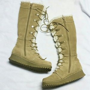 ALDO Suede Knee High Boots 100% Insulated Lace Up