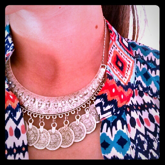 Bohemian Coin Necklace with Rhinestones