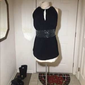 Black shirt with jeweled embellishment