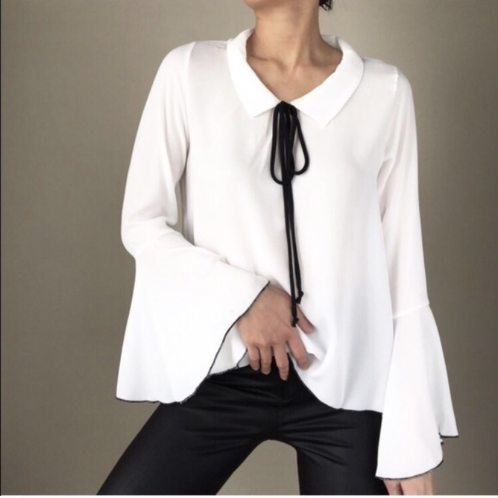 Ultra chic white blouse with collar. - Picture 2 of 4