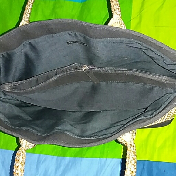 Woven handle three pocket file folio tote - Picture 3 of 4