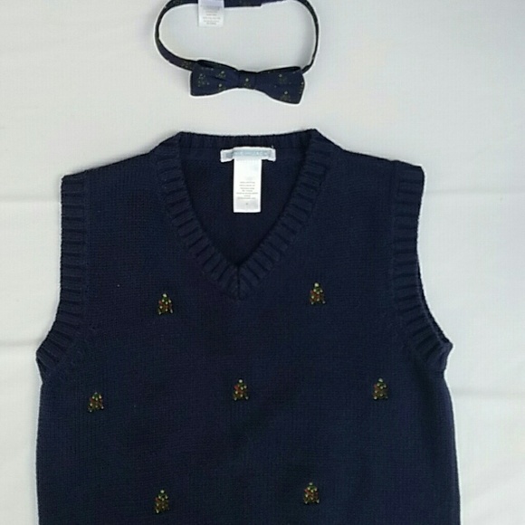 JANIE AND JACK BOYS CHRISTMAS TREE VEST + BOW TIE