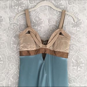 Nicole Miller Blue and Gold Evening Gown