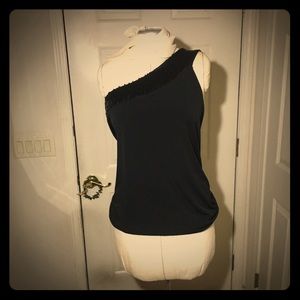 Black over the shoulder tank top with sparkle