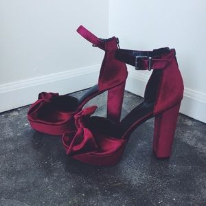red velvet platform heels