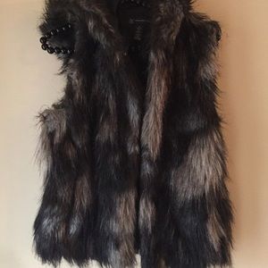 INC women's fur coat sleeveless