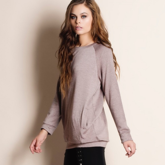 "Absent Traveler" French Terry Sweater Top - Picture 2 of 3