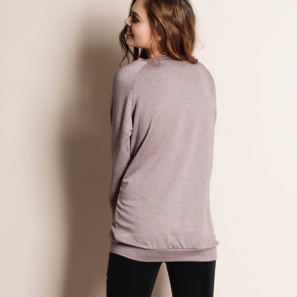 "Absent Traveler" French Terry Sweater Top - Picture 3 of 3