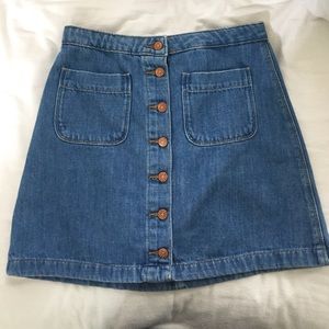Zara Button Up Mini Jean Skirt