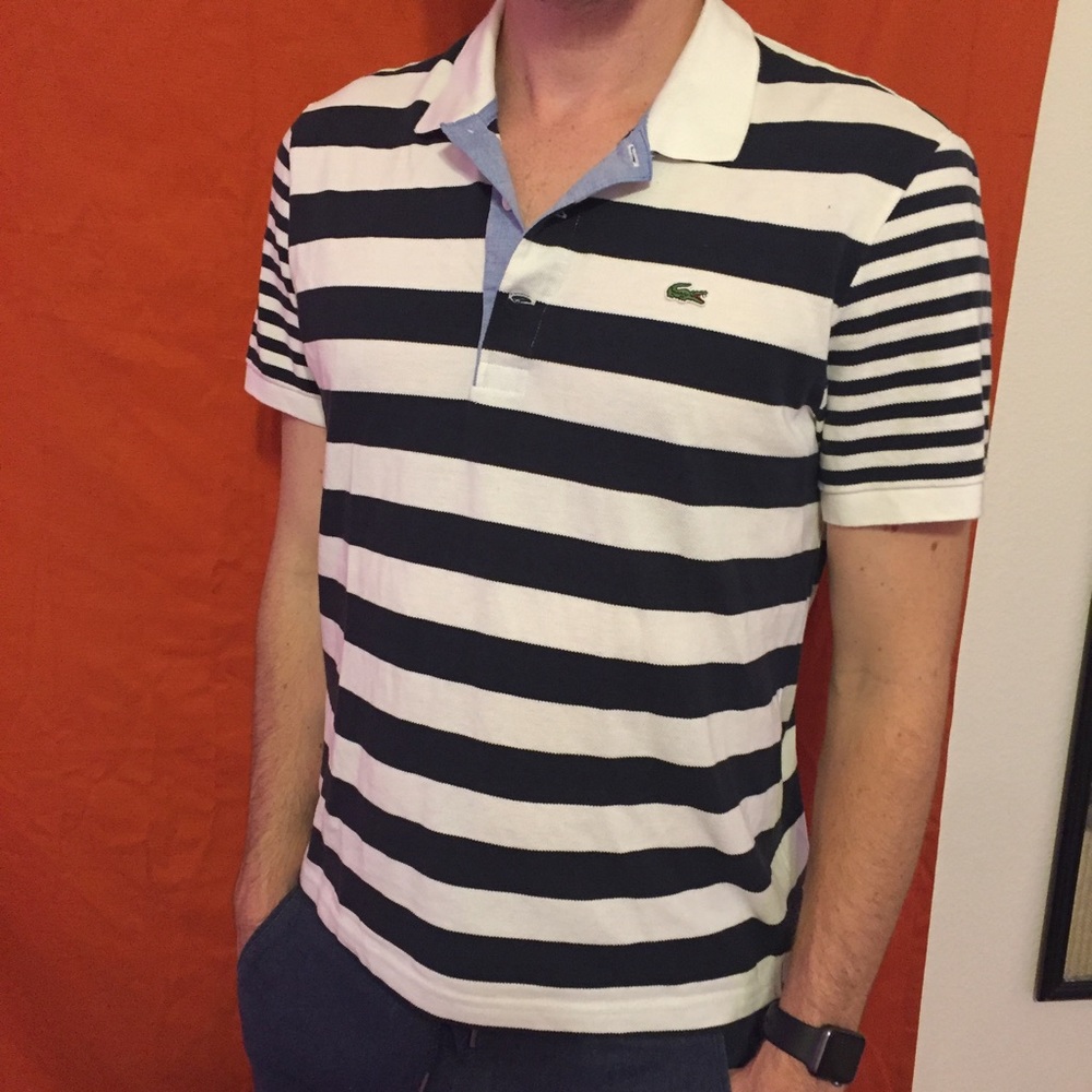 Striped Lacoste polo