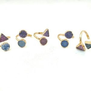 2 Stone druzy rings