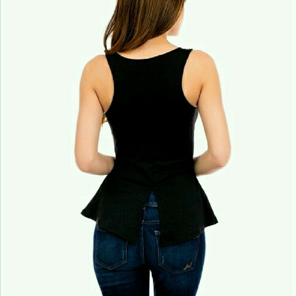 Women’s Black Sparkle Peplum Top - Picture 2 of 3