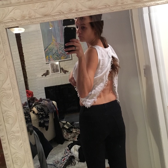 Pookie & Sebastian white linen crop top - Picture 4 of 4