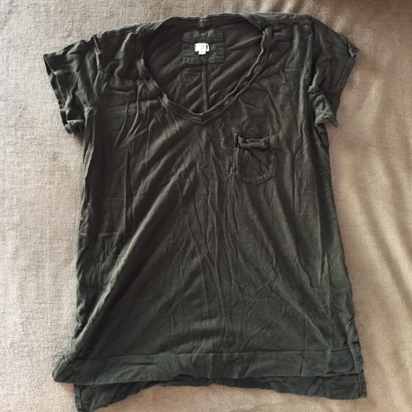 Anthropologie Olive V-Neck Tee