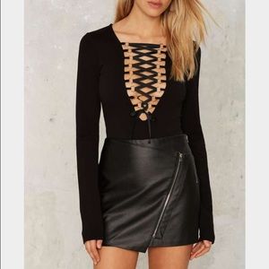 Nasty Gal Bad to the Bone Lace Up Bodysuit
