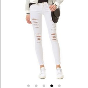 frame Le color skinny rip jeans in white