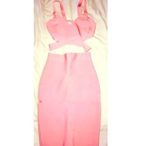 Baby pink bandage dress set!