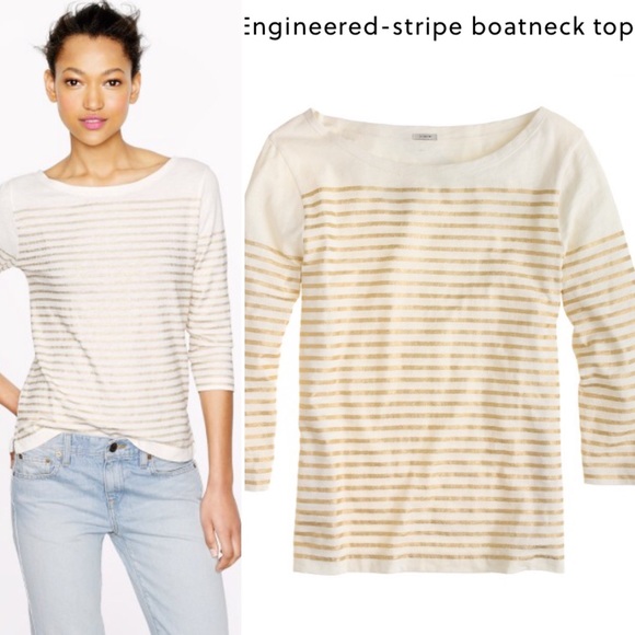 J. Crew Tops - ♠️J. Crew Engineered Striped Boatneck Tee