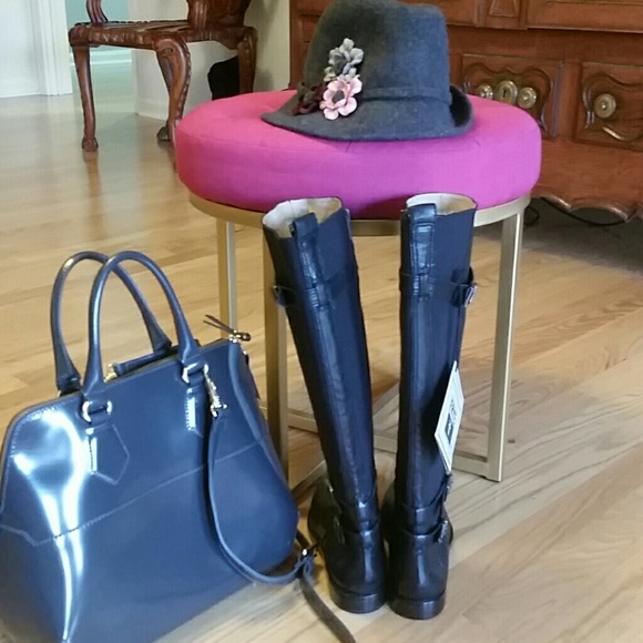 Frye Anna gore tall black knee high boots 6.5 NEW - Picture 3 of 5