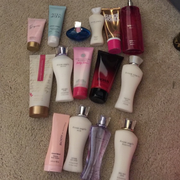 Lot of various perfume and body lotions