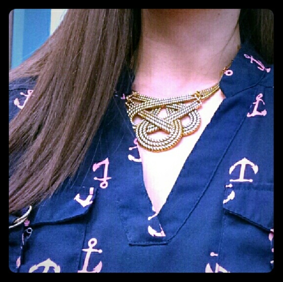 Antique Gold Star Knot Statement Necklace