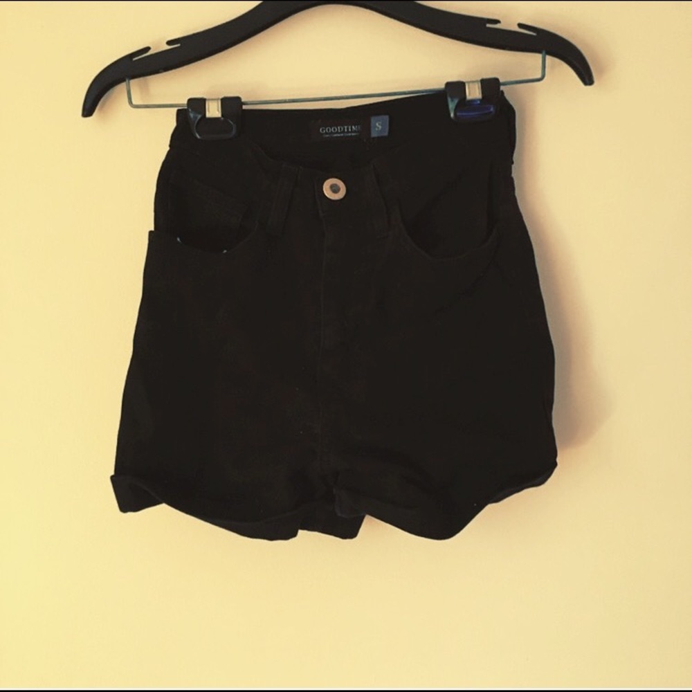 Black denim shorts