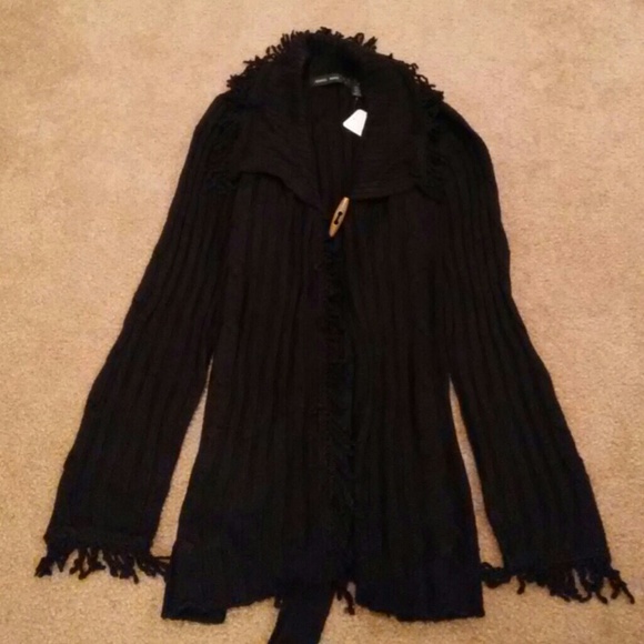 Sweaters - NWT Black Fringe Cardigan Sweater