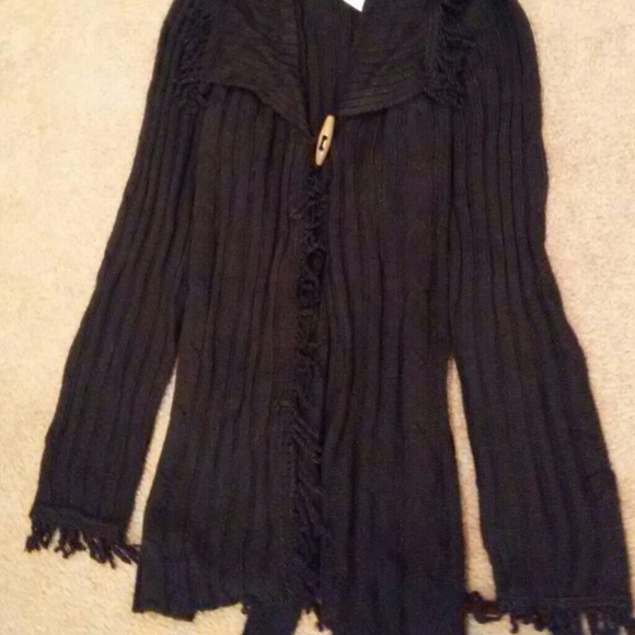 NWT Black Fringe Cardigan Sweater - Picture 3 of 3