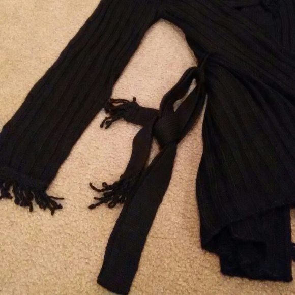 NWT Black Fringe Cardigan Sweater - Picture 2 of 3