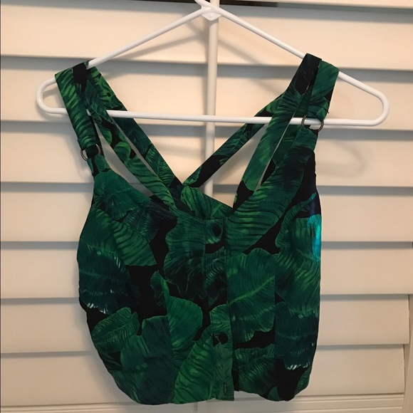 TopShop Palm Print Crop Top - Picture 2 of 4
