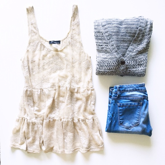 Tops - sheer gold lace tunic