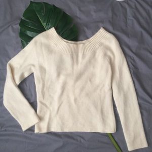 Angora and Lambs Wool Blend Cream Sweater