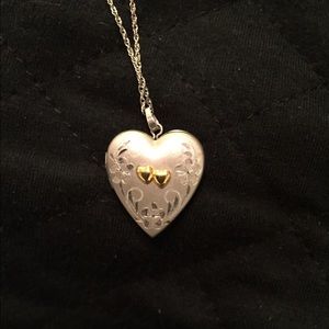 REAL Sterling Silver Locket with 14k gold hearts