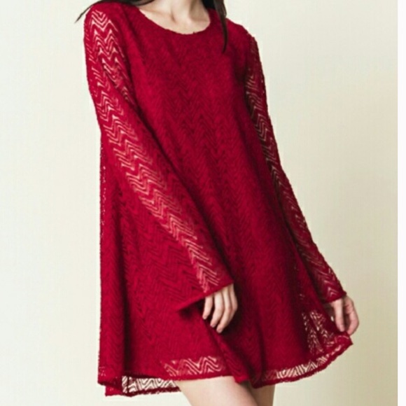 Loveriche Red Lace Overlay A-line Dress - Picture 3 of 7