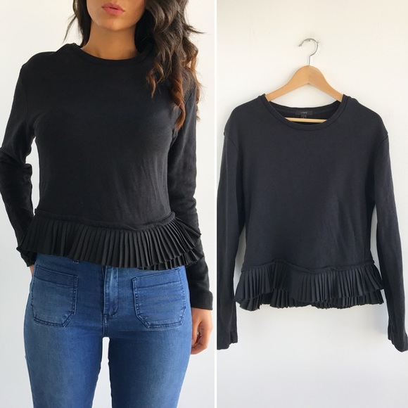 J. Crew Sweaters - J. Crew Black Pleated Hem Sweater