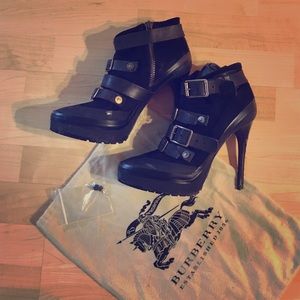 Burberry Aviator Buckle Stiletto Booties - USED