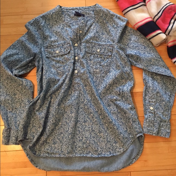 GAP chambray floral print shirt