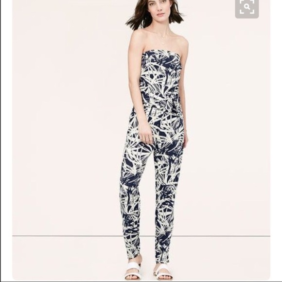 LOFT Pants - LOFT frond strapless jumpsuit