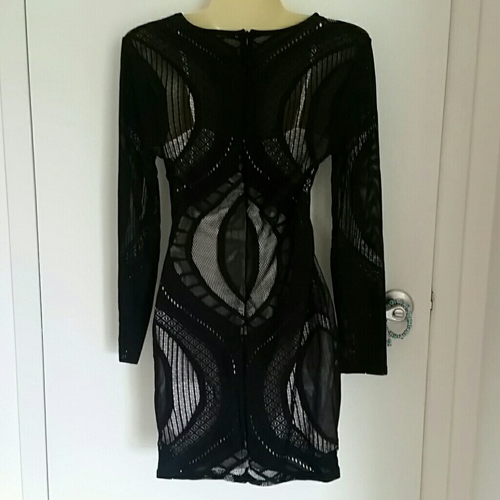 Black CHIFFON Laser Cut Dress main image 1