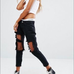 Liquor N Poker Black Ripped Jeans