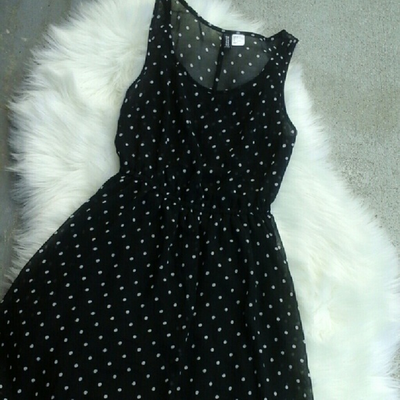 H&M black polka dotted dress