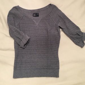 3/4 blue sweater